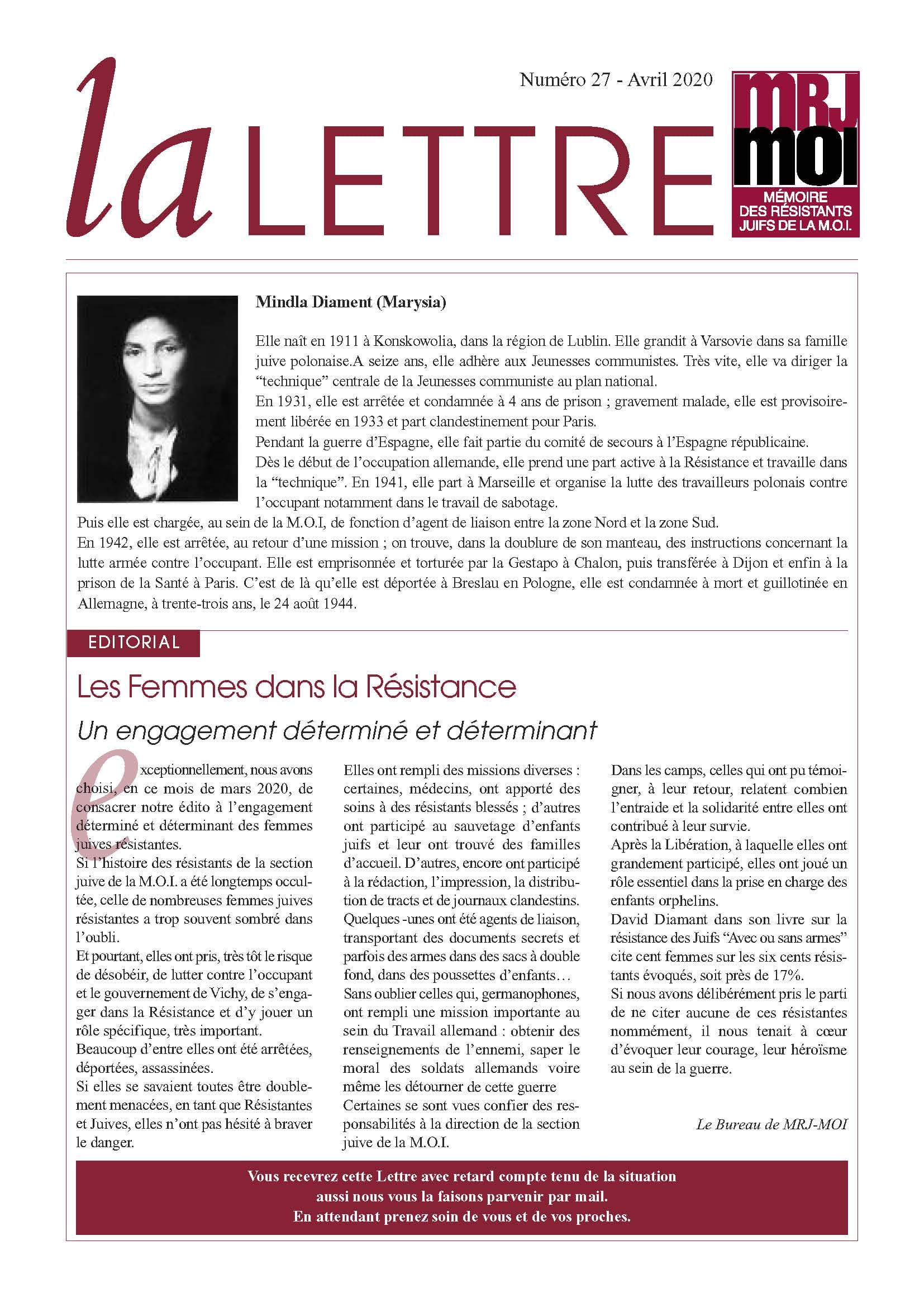 MRJ MOI : La Lettre 27