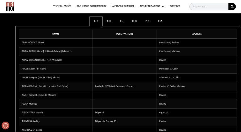 Musée en ligne : Liste des résistants juifs de la MOI